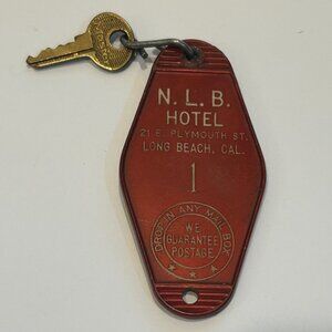 N.L.B. Hotel Long Beach Keychain Fob VINTAGE
